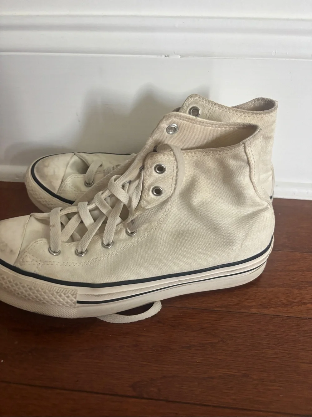 Converse High-Top Canvas Sneakers in Natural Cream